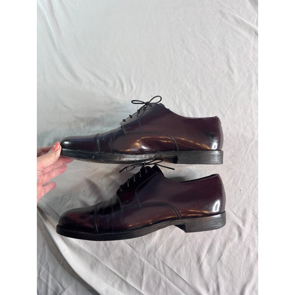 Vintage Cole Haan Mens 11 D Burgundy Leather Cap Toe Oxford Dress Shoes - Picture 6 of 10